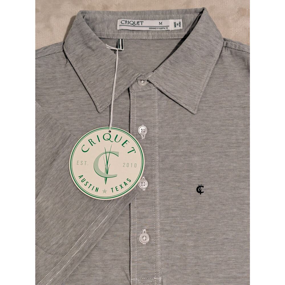 Criquet Men’s Players Polo Shirt Gray Heathered Medium Organic Cotton Golf NWT